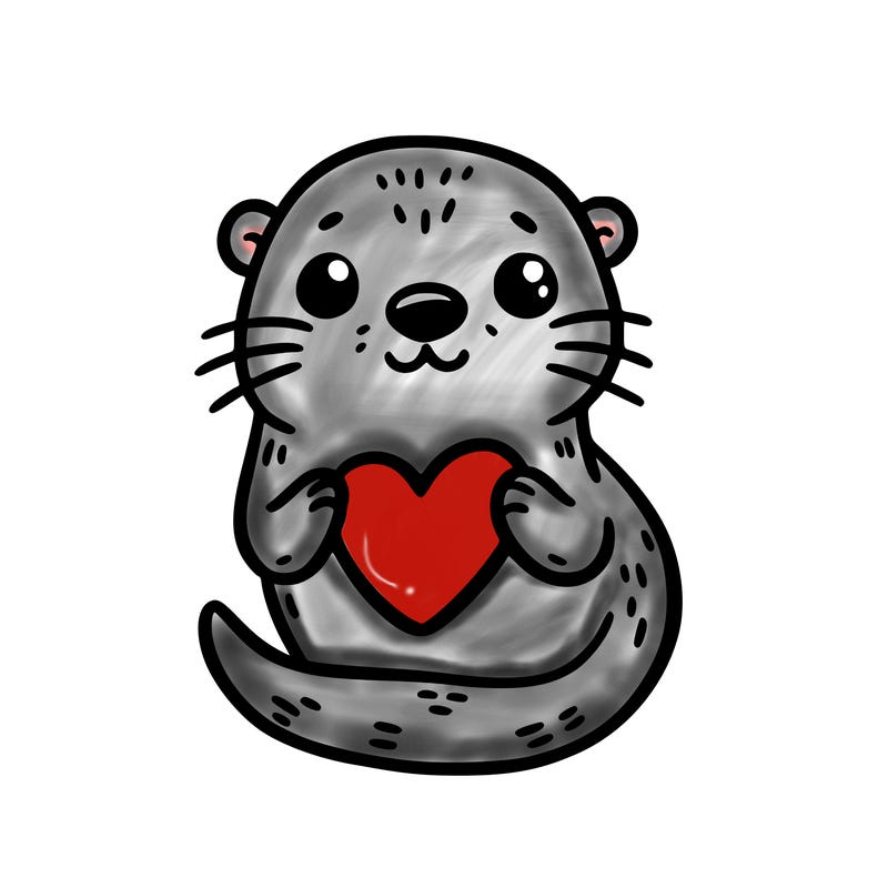 otter with a heart