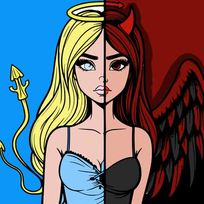 devil vs angel realistic girl