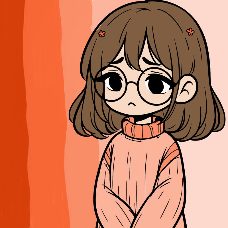 sad girl with glasses in a sweater