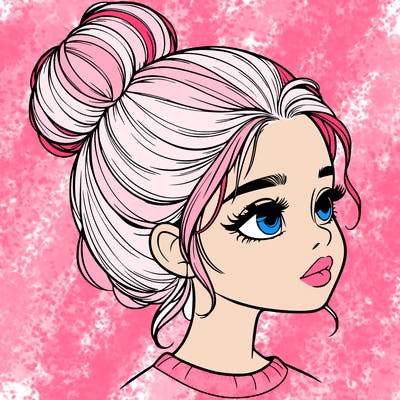 realistic girl with bun