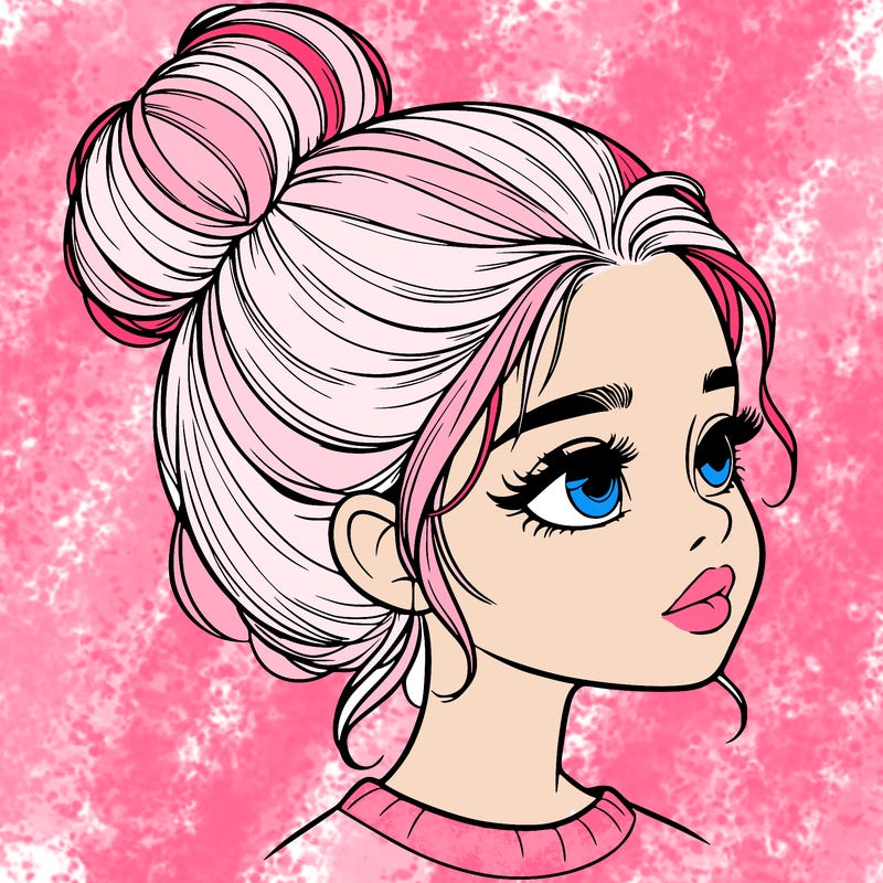 realistic girl with bun