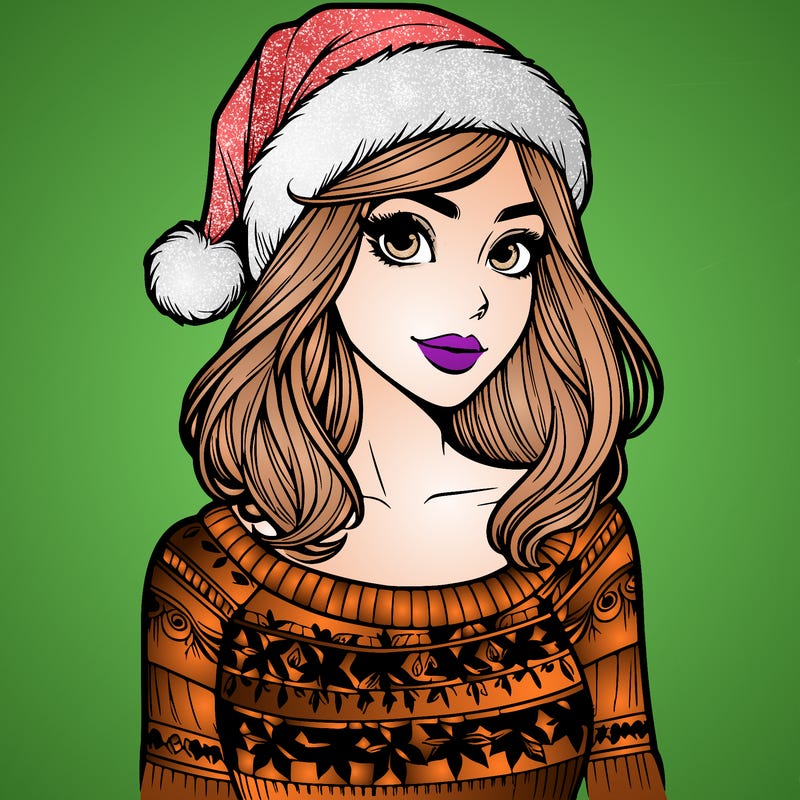 realistic lady in a christmas sweater