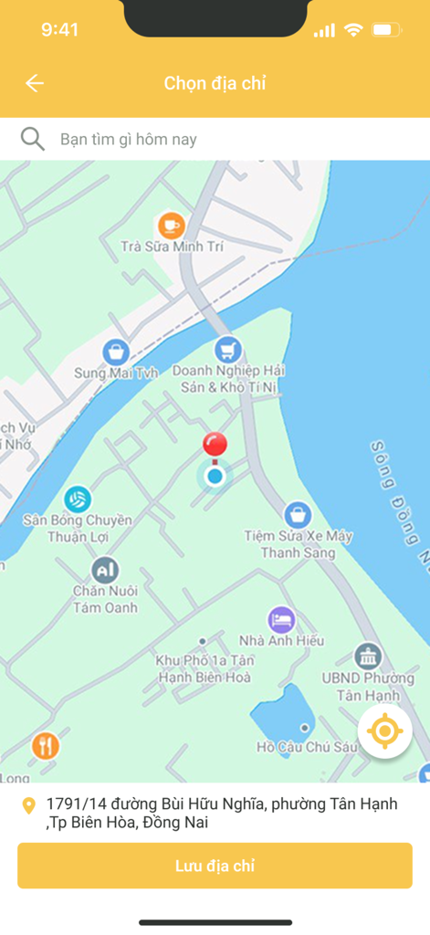 GiaoNhanhVNの配達先住所選択用マップインターフェース