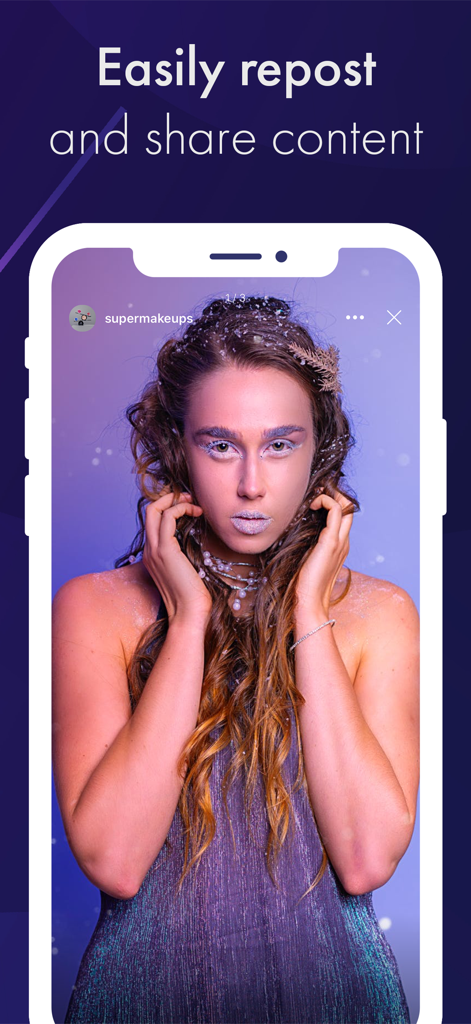 Smartphone-Bildschirm zeigt eine Funktion zum einfachen Reposten und Teilen von Social-Media-Inhalten