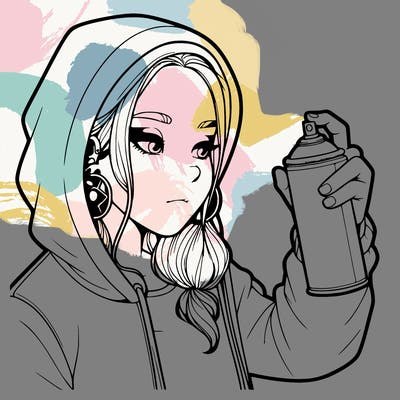 a realistic girl, spray painting