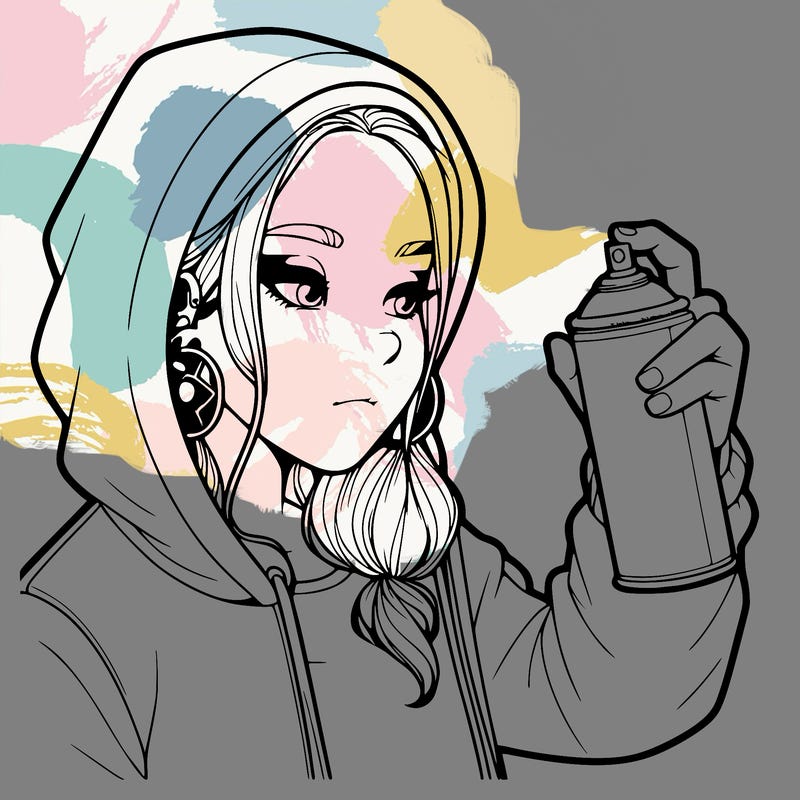 a realistic girl, spray painting