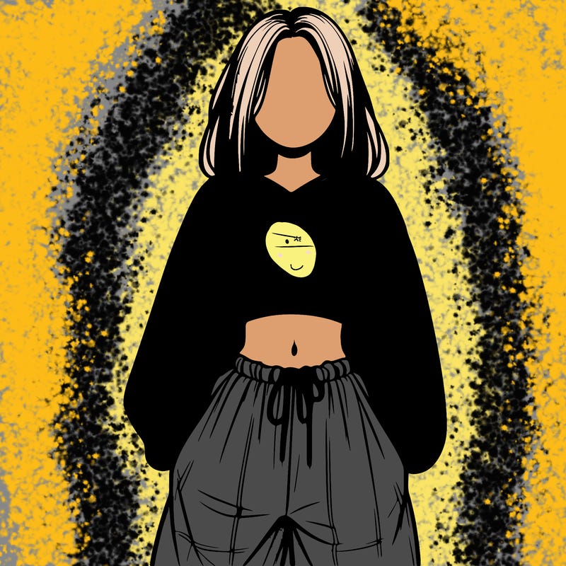 realistic girl faceless with baggy pants and a crop top