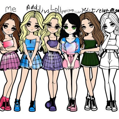 a group of girls realistic