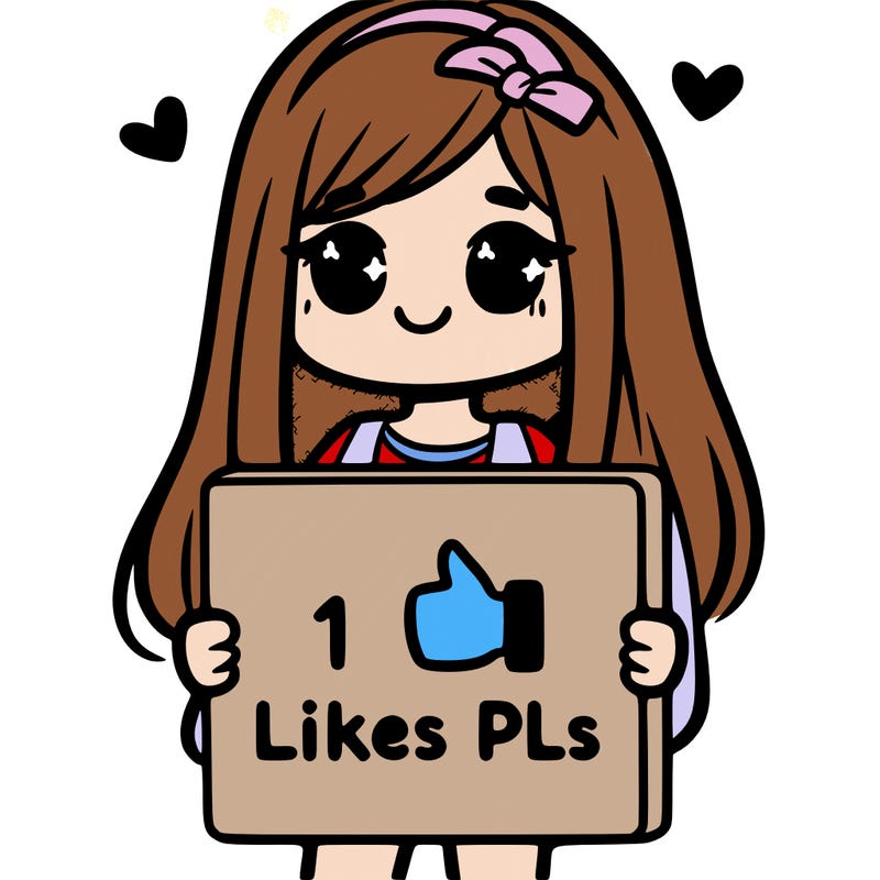 girl holding a sign saying 10 likes pls
