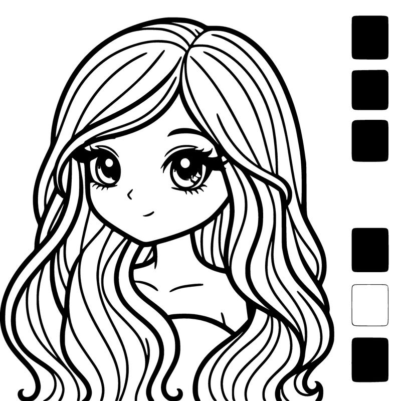 pretty girl with long hair realistic