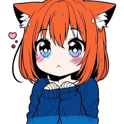 shy anime catgirl