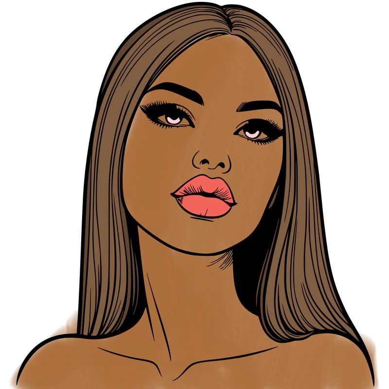 realistic woman with full lips