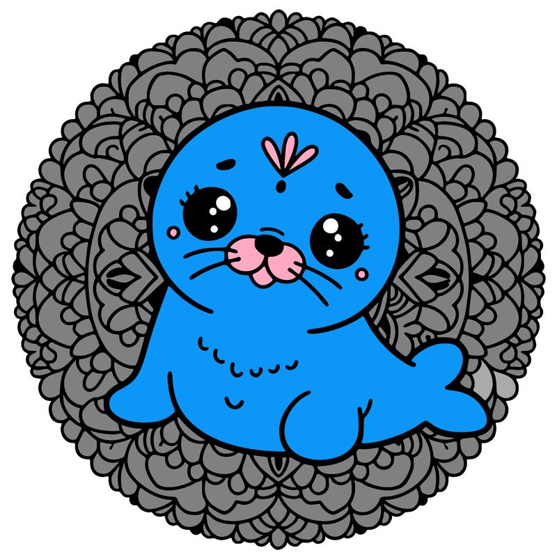 a cute baby seal mandala