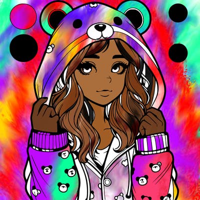 realistic girl in a animal pjs hoodie