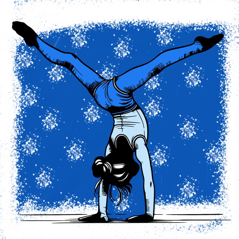 realistic gymnastic hand stand girl in four splits