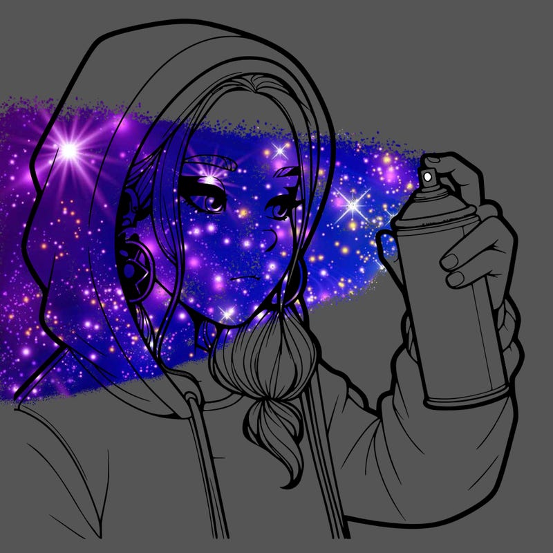 a realistic girl, spray painting