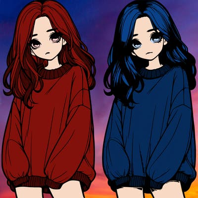 realistic girl with baggy sweater