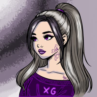 realistic girl with a high ponytail