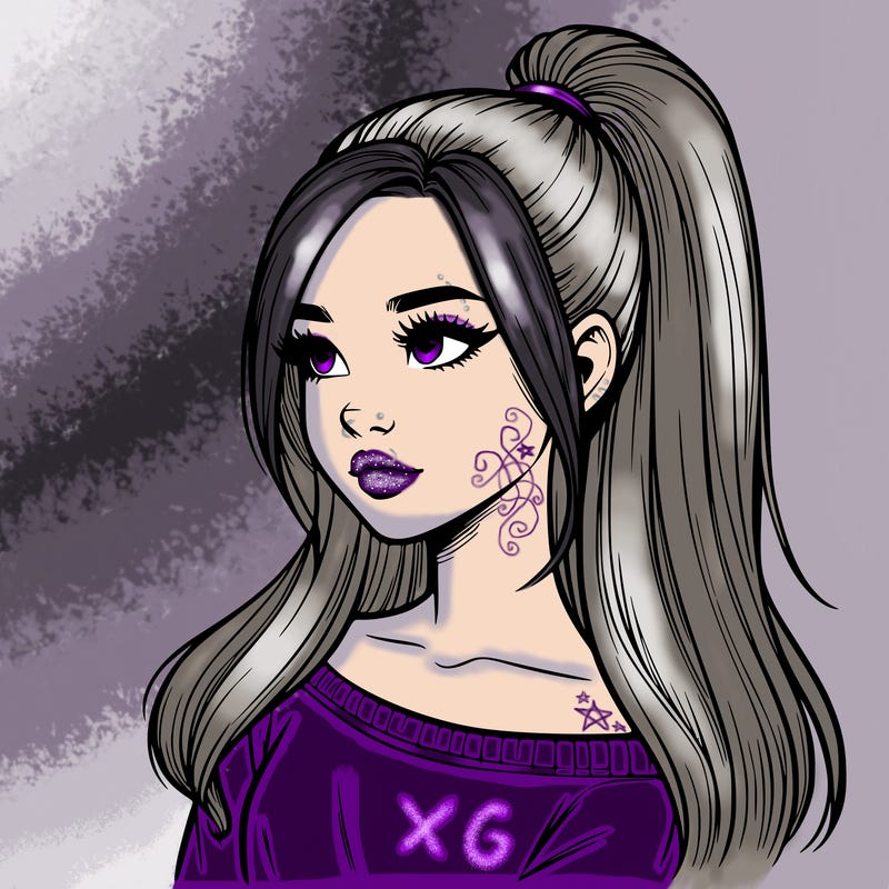 realistic girl with a high ponytail