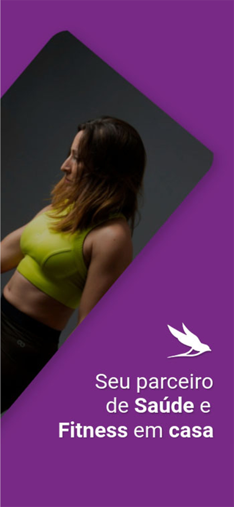Mulher Em Forma - A woman in a yellow athletic top posing for a Portuguese language home fitness app called Mulher em Forma.