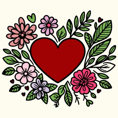 heart with flowers