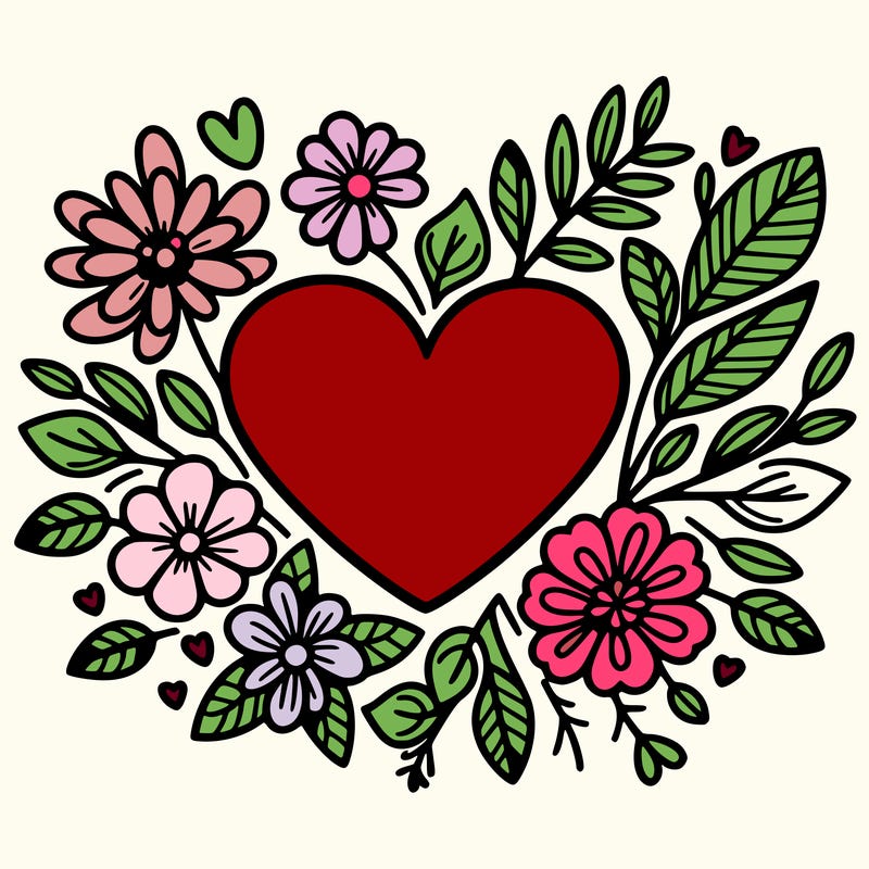 heart with flowers
