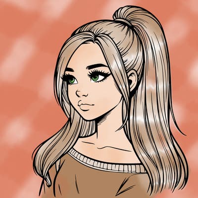 realistic girl with a high ponytail