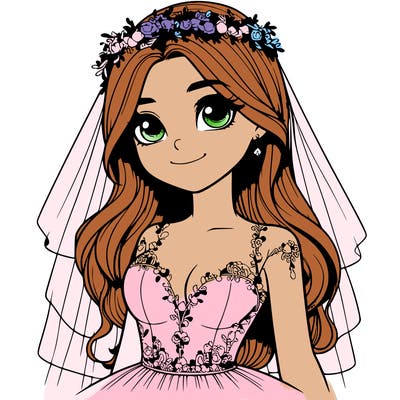 realistic girl in a wedding dress