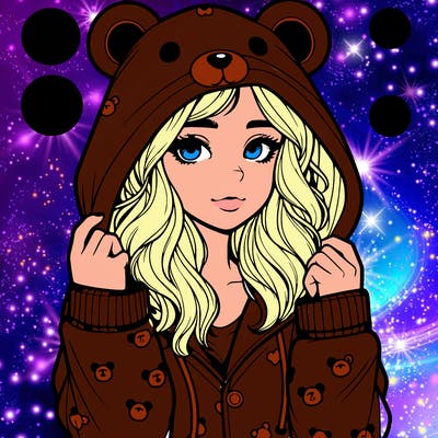 realistic girl in a animal pjs hoodie