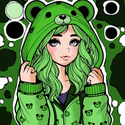 realistic girl in a animal pjs hoodie