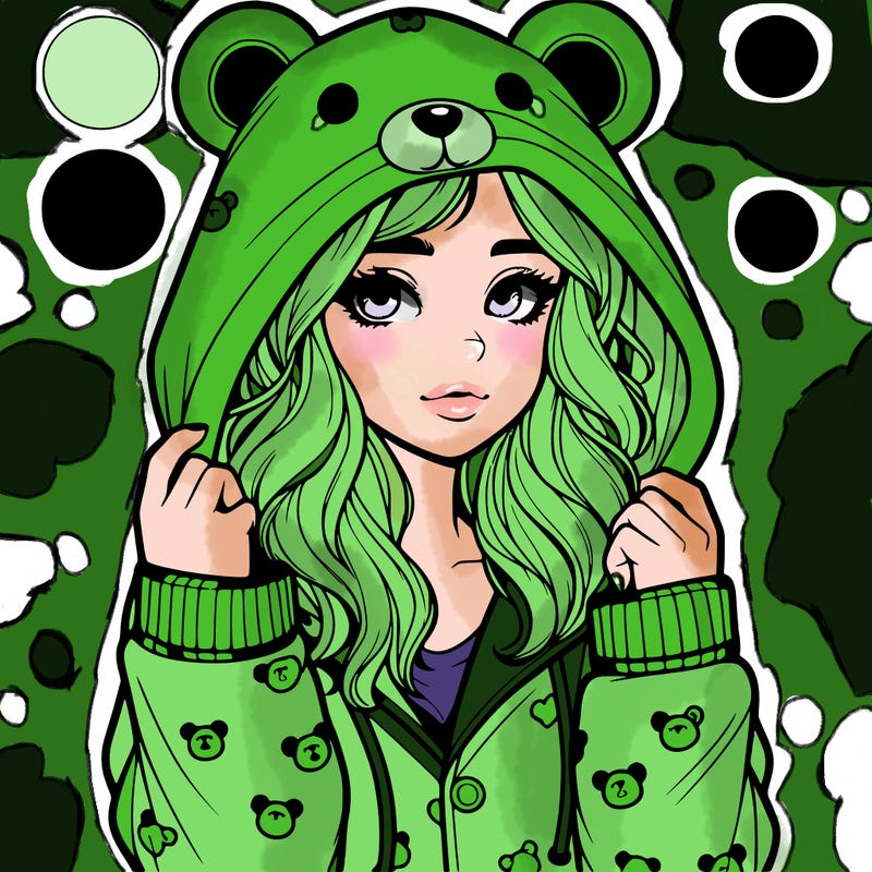 realistic girl in a animal pjs hoodie