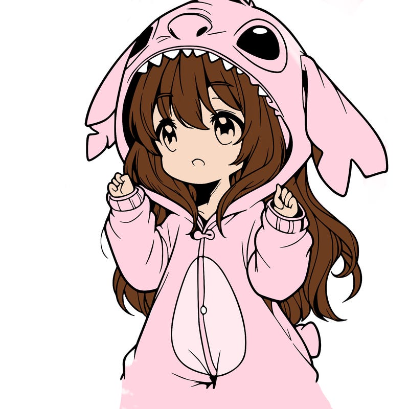anime girl in a stitch onsie