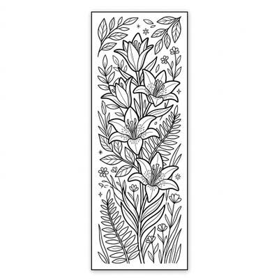 Delight in the intricate beauty of native wood lilies with this charming coloring page, perfectly designed to be crafted into a unique bookmark. Enjoy a moment of calm as you color vibrant botanical details and create a personalized keepsake for your favorite reads.