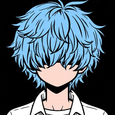 manga boy fluffy hair covering his eyes