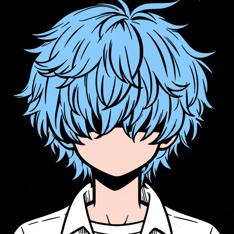 manga boy fluffy hair covering his eyes