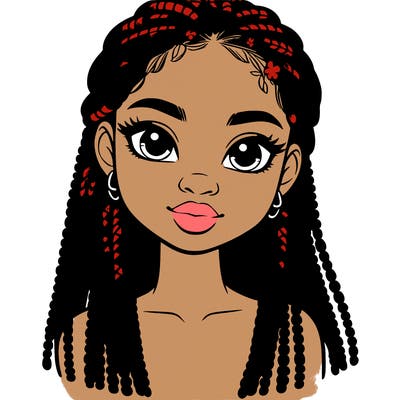 a realistic black girl with braids