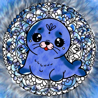 a cute baby seal mandala
