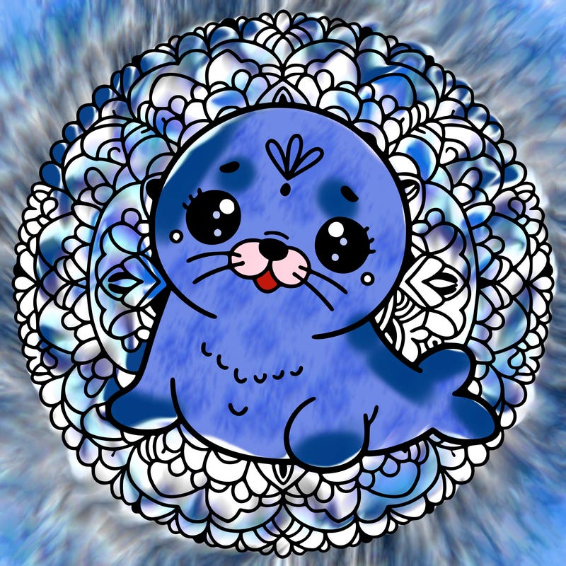 a cute baby seal mandala