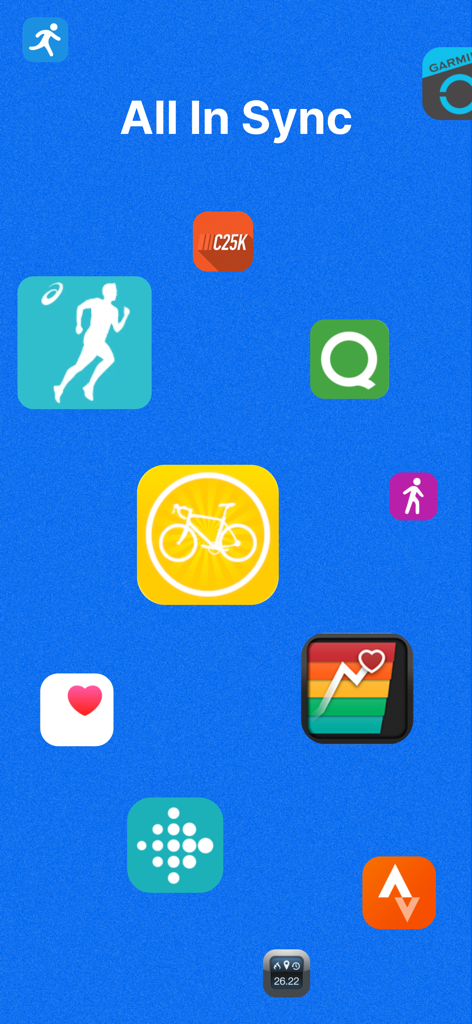 Fitness app icons demonstrating MyFitnessPal syncing and integration features