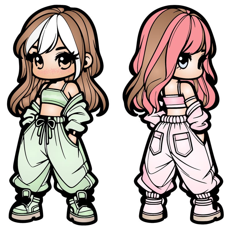 girl in crop top and baggy pants