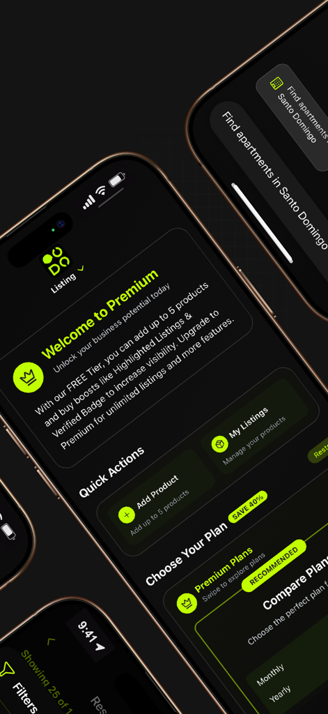 Pantalla de la aplicación móvil NODO.ia mostrando planes de suscripción premium y acciones rápidas para vendedores