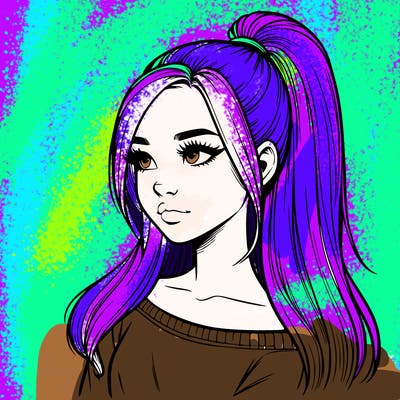 realistic girl with a high ponytail