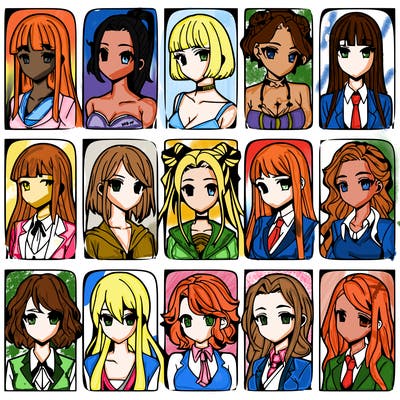 girls that look diffrent anime