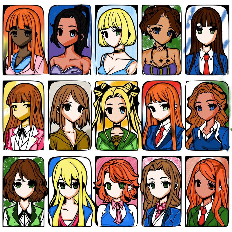 girls that look diffrent anime