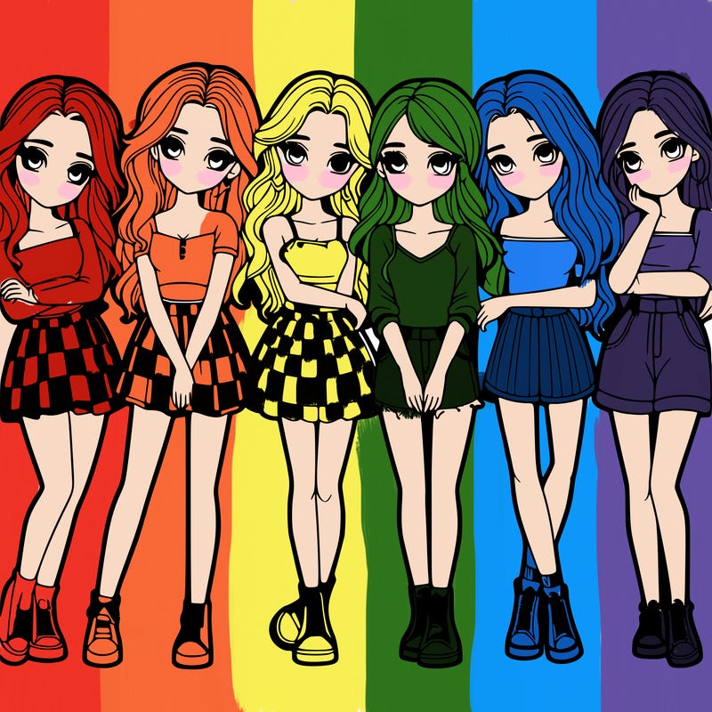 a group of girls realistic