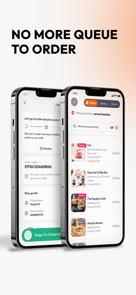 ISMAYA+ - A promotional image for the ISMAYA+ app showing two smartphones with interfaces for ordering and picking up food from various restaurants.
