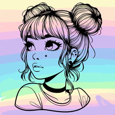 realistic girl with spacebuns