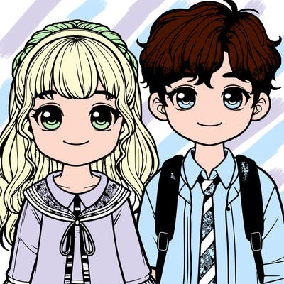realistic boy and girl