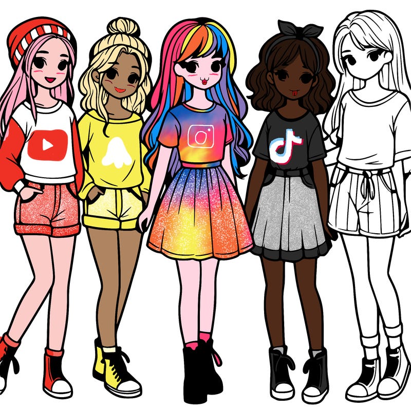 a group of five girls