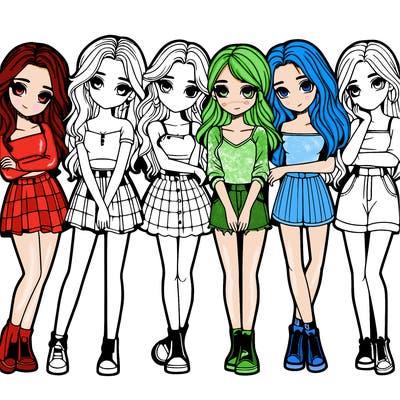 a group of girls realistic